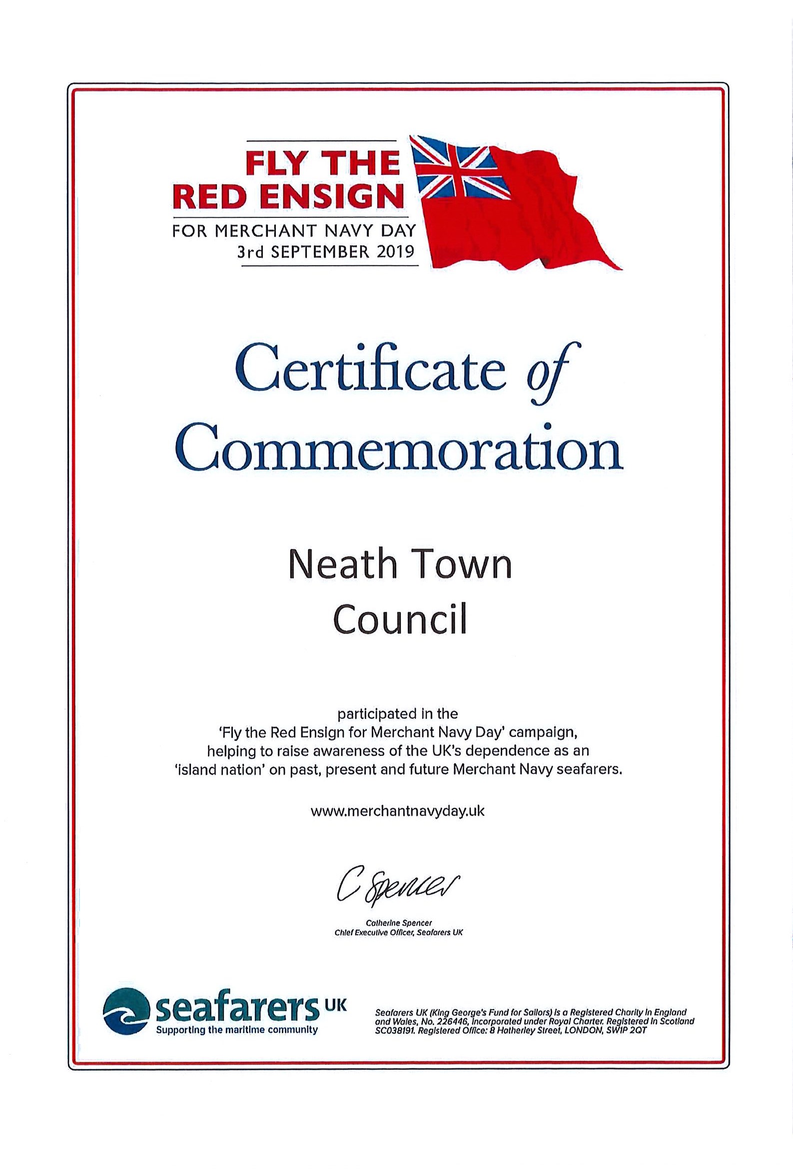 Certificate of commemoration