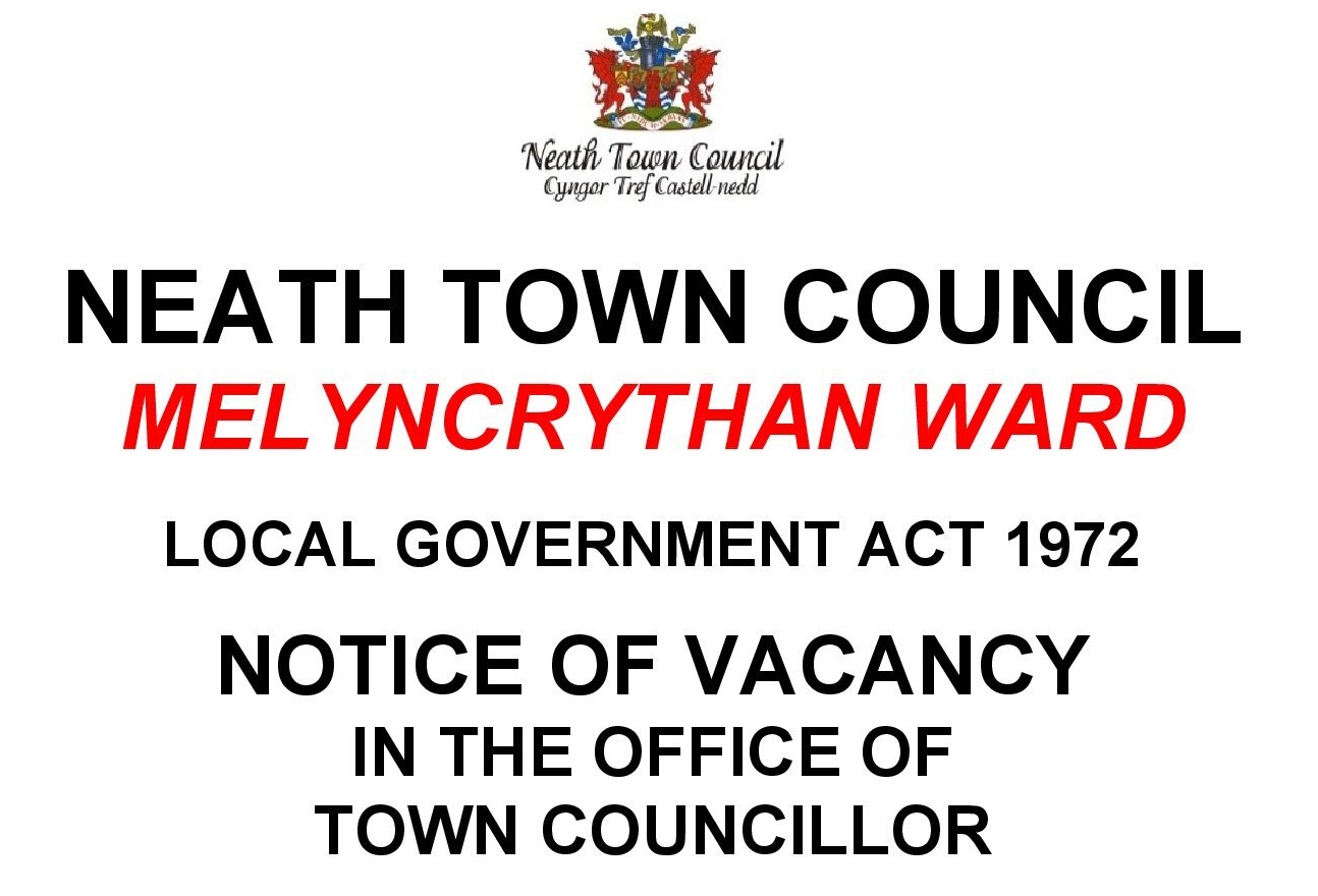 Melyncrythan Ward - Notice of Vacancy in the Office of Community Councillor
